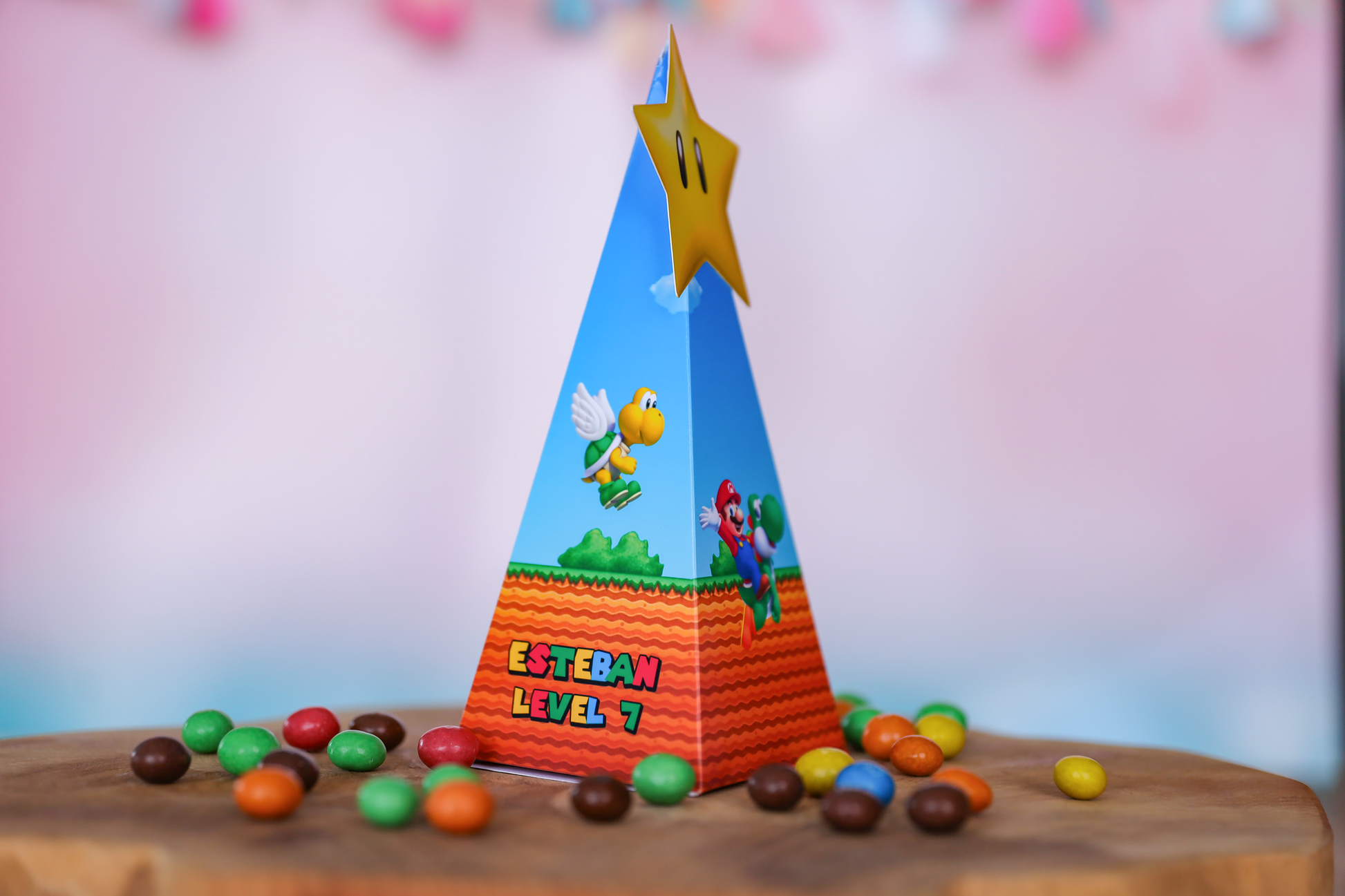 Mini boîte triangle personnalisée Mario Melimeliparty