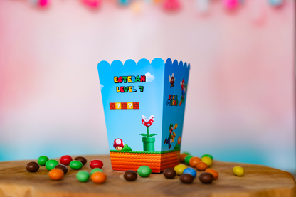 Mini boîte pop corn personnalisée Mario Melimeliparty
