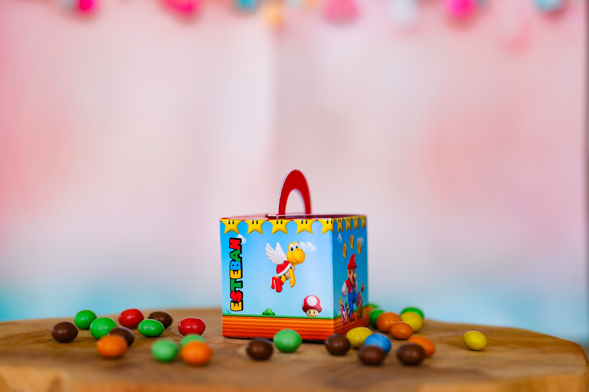 Mini boîte carrée personnalisée Mario Melimeliparty