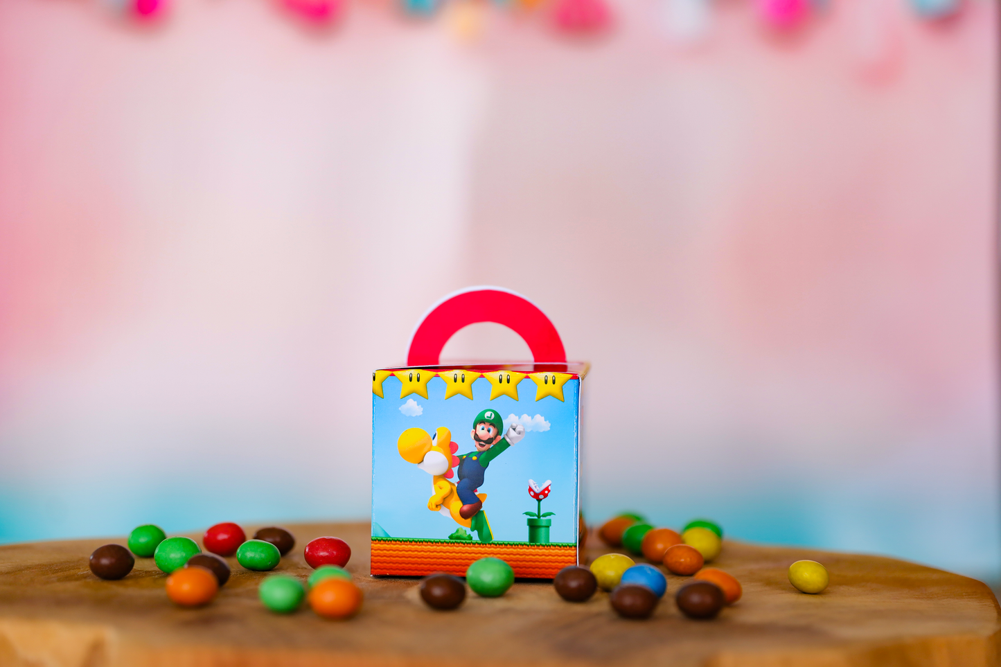 Mini boîte carrée personnalisée Mario Melimeliparty
