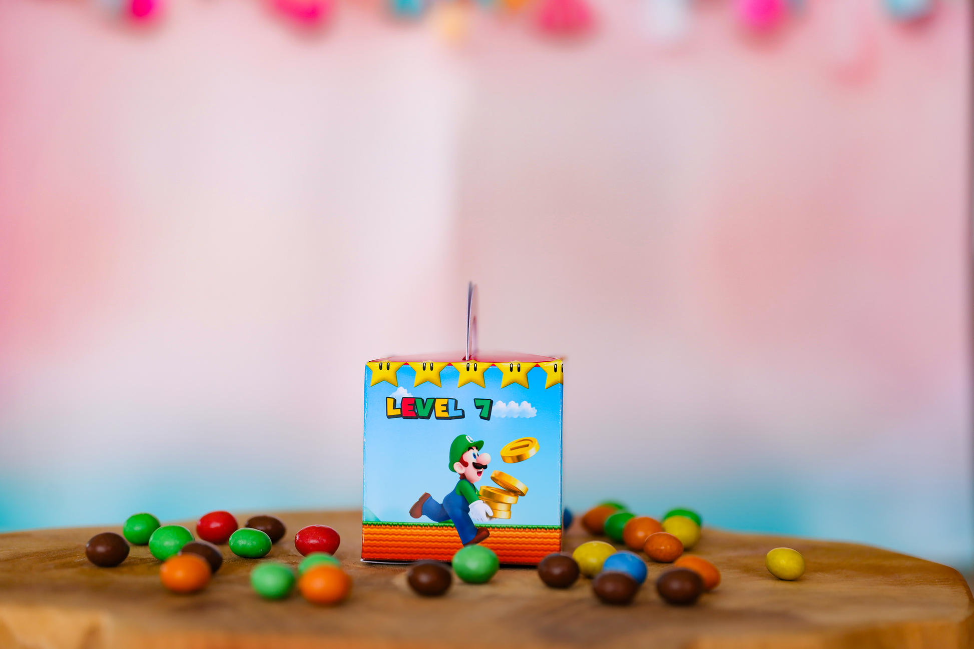 Mini boîte carrée personnalisée Mario Melimeliparty