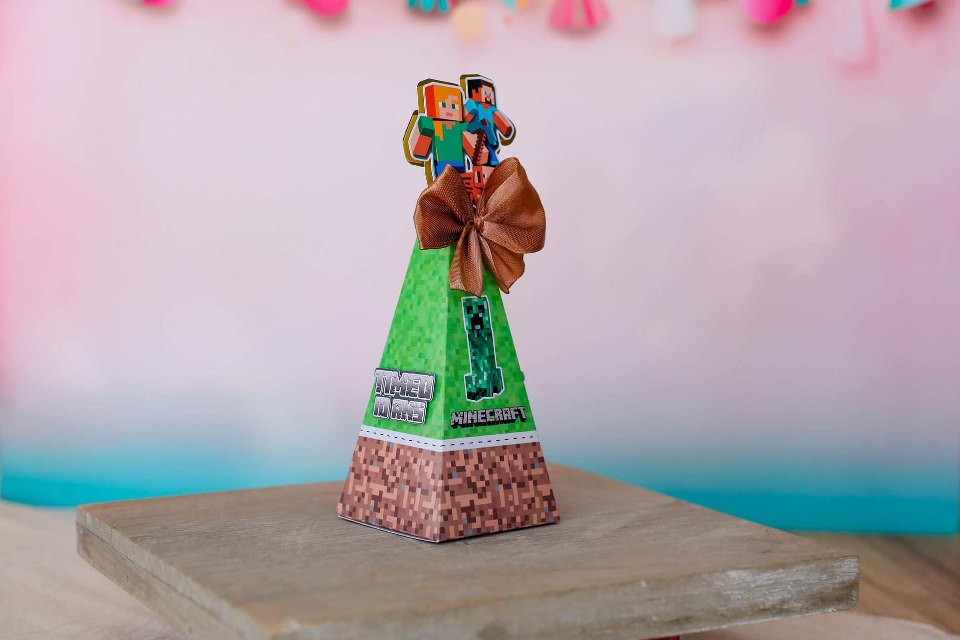 Mini boîte triangle personnalisée Minecraft Melimeliparty