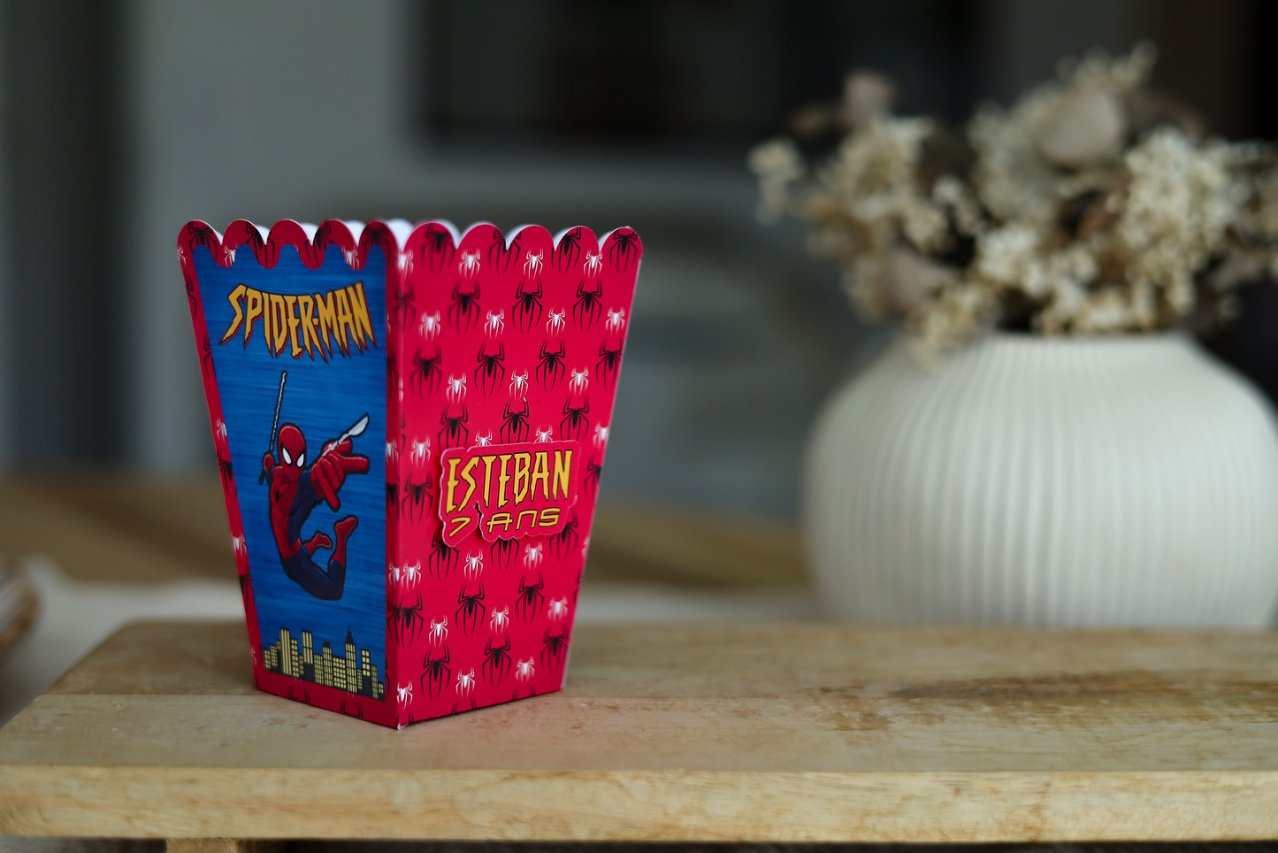 Mini boîte pop corn personnalisée Spiderman Melimeliparty
