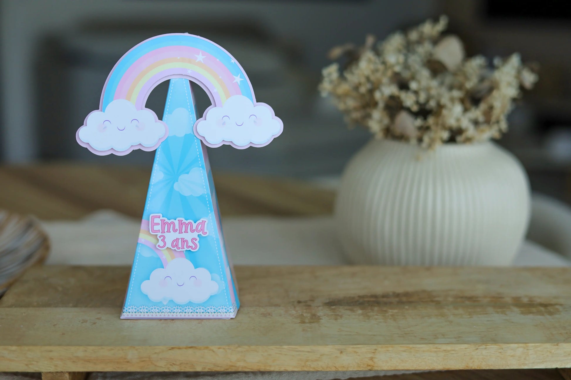 Mini boîte triangle personnalisée arc en ciel Melimeliparty