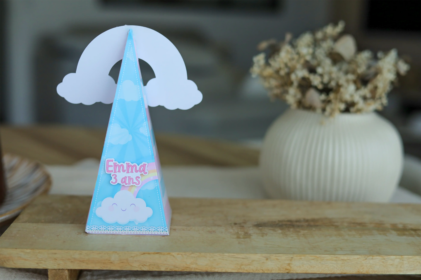 Mini boîte triangle personnalisée arc en ciel Melimeliparty
