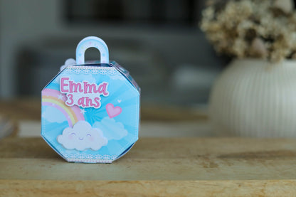 Mini boîte octogonale personnalisée arc en ciel Melimeliparty