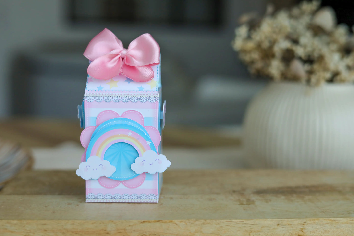 Mini boîte brique de lait personnalisée arc en ciel Melimeliparty
