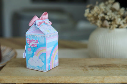Mini boîte brique de lait personnalisée arc en ciel Melimeliparty