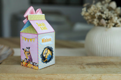 Mini boîte brique de lait personnalisée minions Melimeliparty