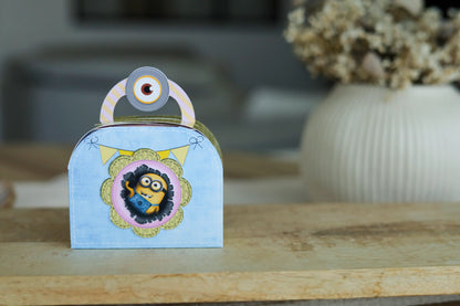 Mini boîte mini valise personnalisée minions Melimeliparty