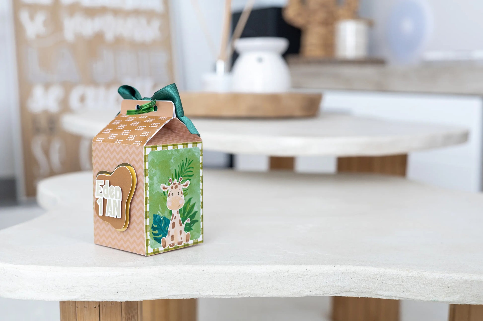 Mini boîte brique de lait personnalisée Jungle/safari Melimeliparty